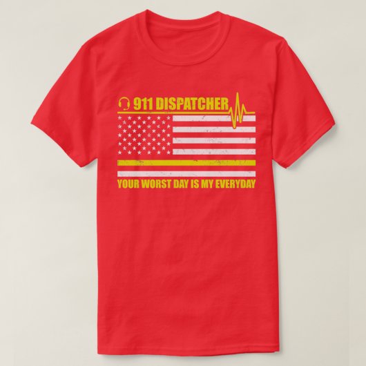 T-shirt 911 Dispatcher Week American Flag Gold Line Heroes (Design devant)