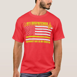 T-shirt 911 Dispatcher Week American Flag Gold Line Heroes
