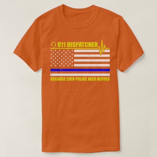 T-shirt 911 Dispatcher Week Drapeau Américain Bleu Mince E (Design devant)