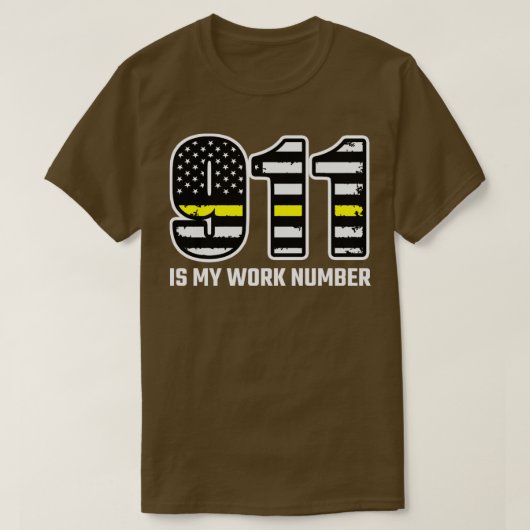 T-shirt 911 Est Mon Numéro De Travail Thin Gold Line 911 D (Design devant)