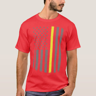 T-shirt 911 Opérateur Drapeau US Mince Gold Line Disp d'ur