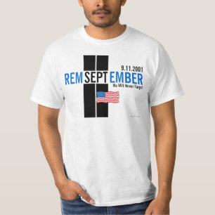 T-shirt 911 Souvenez-vous du 11 septembre Pavillon bleu T-
