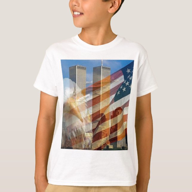 T-shirt 911 tours de drapeau d'aigle (Devant)