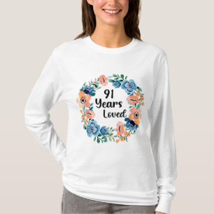 T-shirt 91 Years Loved Maman Grand-mère 91 Years Old 91st
