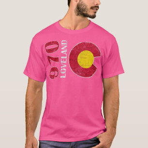 T-shirt 970 Loveland Colorado Carte Fade Rétro