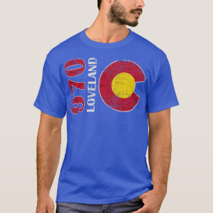 T-shirt 970 Loveland Colorado Carte Fade Rétro