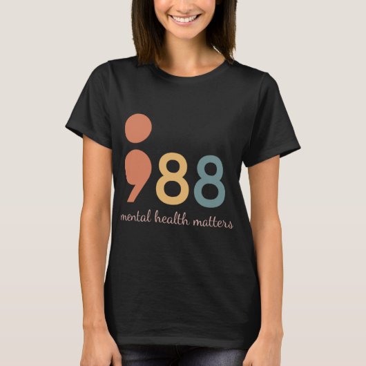 T-shirt 988 Mental Health S Awareness Semicolon For (Devant)