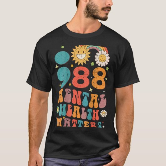 T-shirt 988 Mental Health S Suicide Prevention Retro (Devant)