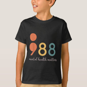 T-shirt 988 Semicolon Santé mentale S Prévention du suicid