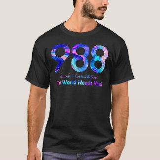 T-shirt 988 Suicide et crise bouée de sauvetage Le monde a
