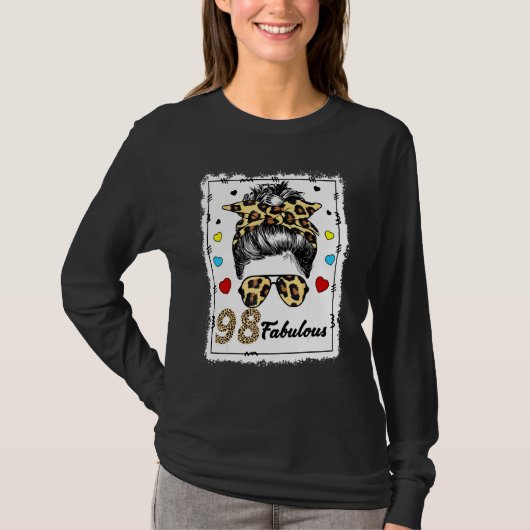 T-shirt 98 Ans Fabuleux Messy Bun Leopard 1924 (Devant)