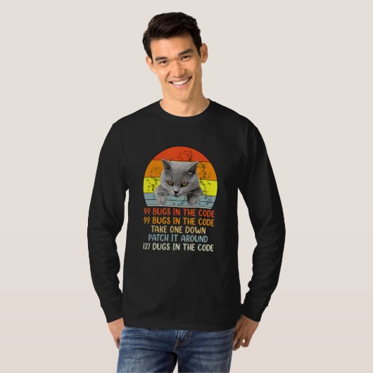 T-shirt 99 Petits Bugs Dans Le Code Cat (Devant entier)