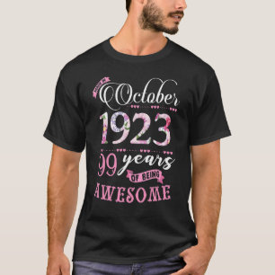 T-shirt 99e anniversaire Floral pour les femmes Né en octo
