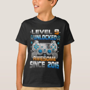 T-shirt 9 Anniversaire Enfants Garçon Gamer 9 Yr Niveau 9 