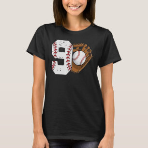 T-shirt 9 Ans 9E Anniversaire Baseball Pour Boys Party