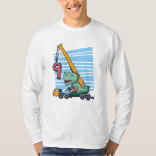 T-shirt 9 ans 9e anniversaire grue mobile dinosaure