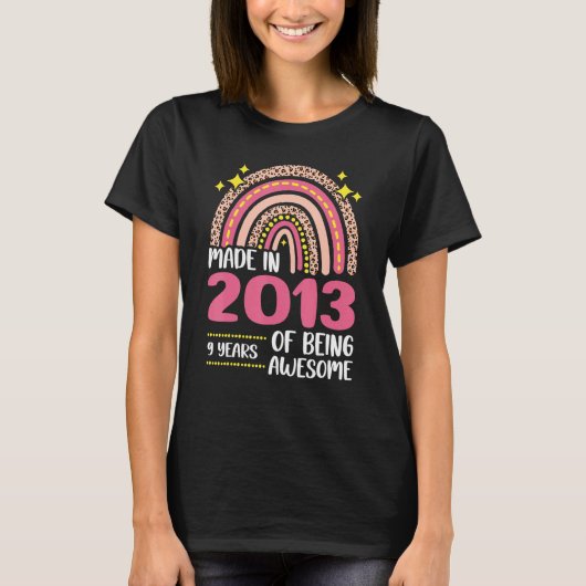 T-shirt 9 Ans 9E Anniversaire Né En 2013 Femmes Filles (Devant)