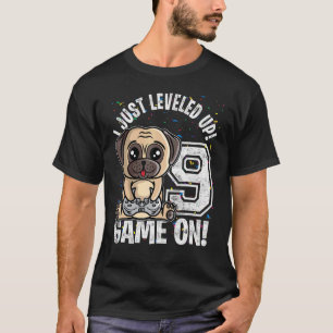 T-shirt 9 Ans 9e Anniversaire Pug Chien Garçon Fille Vidéo
