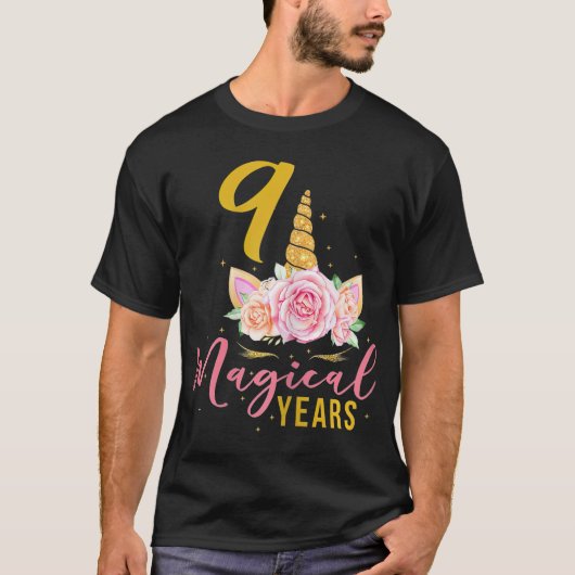 T-shirt 9 ans Anniversaire Cadeau fille Unicorn 9e (Devant)