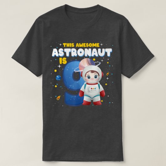 T-shirt 9 ans Anniversaire Garçon Astronaut Espace Spa (Design devant)