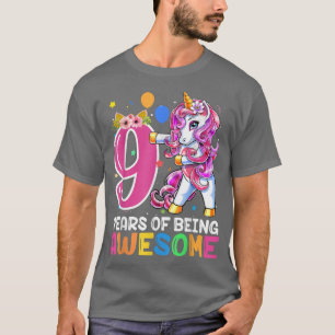T-shirt 9 Ans Cadeaux Awesome Unicorn Flossing 9th Bir