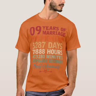 T-shirt 9 ans de mariage couple compte à rebours 9e Mariag