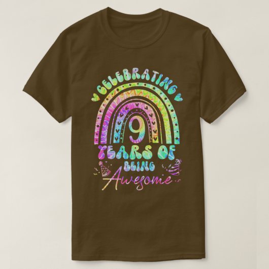 T-shirt 9 ans d'être génial 9e anniversaire fille Tie Dye (Design devant)