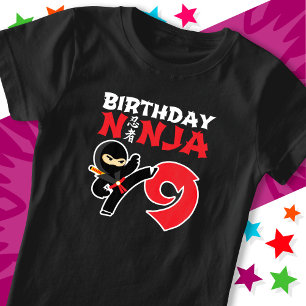 T-Shirt 9 ans Karate Ninja Party Enfants 9e anniversaire