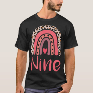 T-shirt 9 Ans Leopard Arc-en-ciel fête d'anniversaire mign