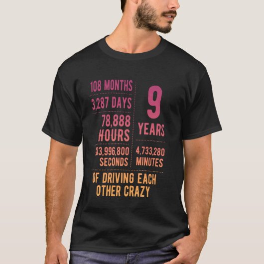 T-shirt 9 ans mariés Funny 9e anniversaire de Mariage (Devant)