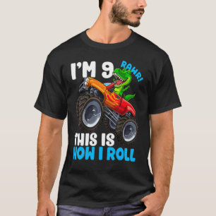T-shirt 9 Ans Rex Dinosaur Monster Camion 9e Anniversaire