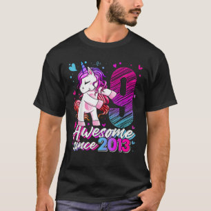 T-shirt 9 Ans Unicorne Flossant 9E Anniversaire Girl Uni