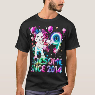 T-shirt 9 Ans Unicorne Flossant 9e Anniversaire Girl Uni