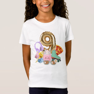 T-Shirt 9 Casque à Ballons Pizza Kawaii Boisson Patins à R