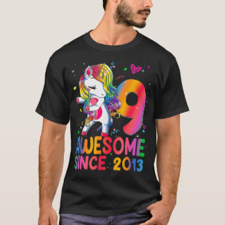 T-shirt 9 Year Old Gifts Girls Teens Dabbing Unicorn 9th B
