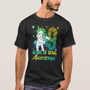 T-shirt 9e anniversaire 9 ans fille Flossing Unicorn Par