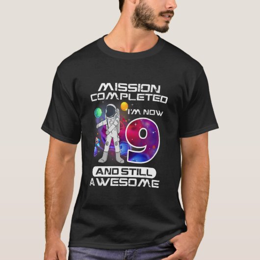 T-shirt 9e anniversaire astronaute espace 9 ans Anniversai (Devant)