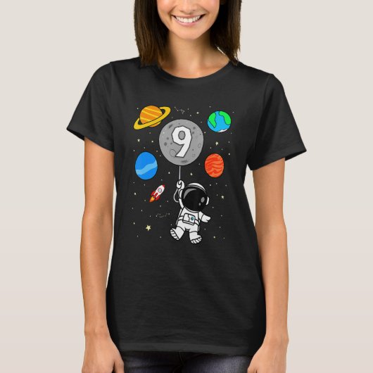 T-shirt 9e anniversaire astronaute planète spatiale (Devant)