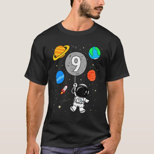 T-shirt 9e anniversaire astronaute planète spatiale (Devant)