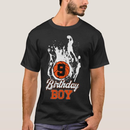 T-shirt 9e Anniversaire Basketball Thème Anniversaire Garç (Devant)
