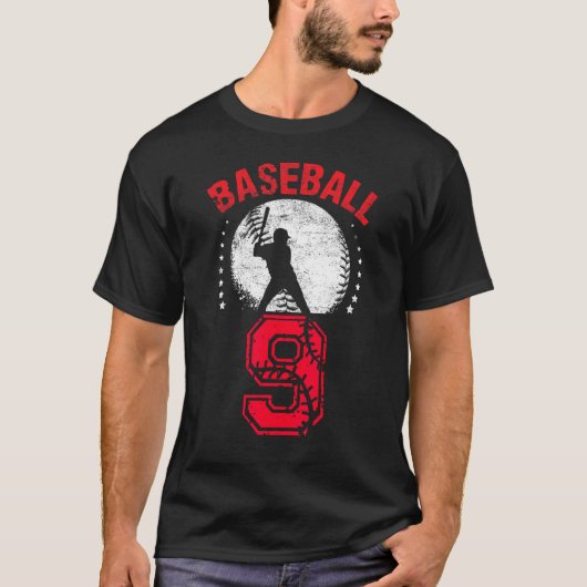 T-shirt 9e anniversaire de baseball garçons enfants 9 ans (Devant)
