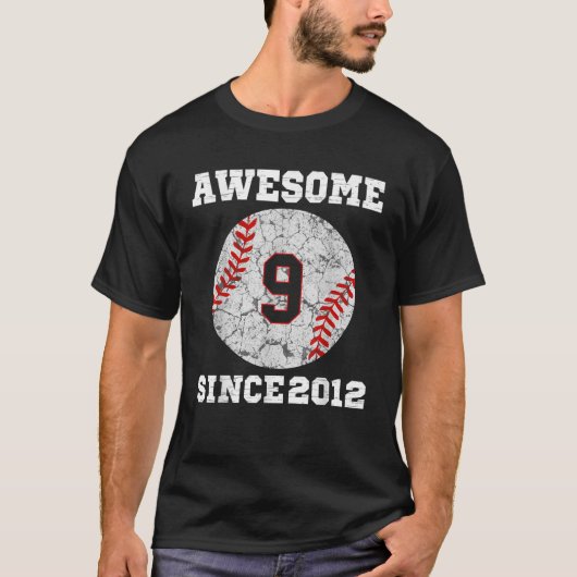 T-shirt 9e Anniversaire de baseball Lover cadeau 9 Anniver (Devant)