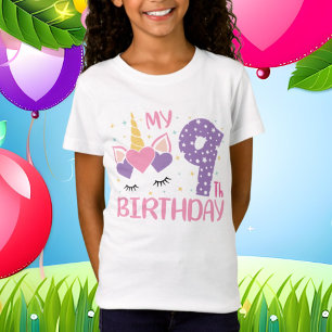 T-Shirt 9e anniversaire de licorne mot art