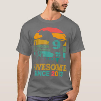 T-shirt 9e anniversaire Dinosaur 9 ans Garçons Awesome Sin