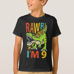 T-shirt 9e Anniversaire Dinosaur T Rex Rawr I'm 9 For Boys