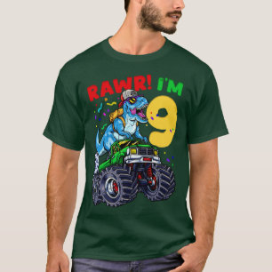 T-shirt 9e anniversaire Dinosaur TRex Monster Truck