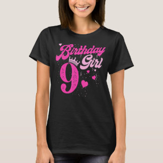 T-shirt 9e anniversaire fille Couronne 9 ans Anniversaire