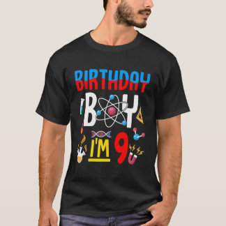T-shirt 9E Anniversaire Garçon Filles Science Thème 9 Anni