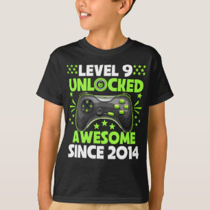 T-shirt 9e anniversaire garçon niveau 9 déverrouillé Aweso