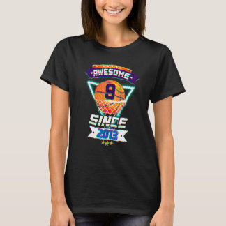 T-shirt 9e Anniversaire Joueur de basket-ball 9 ans Garçon
